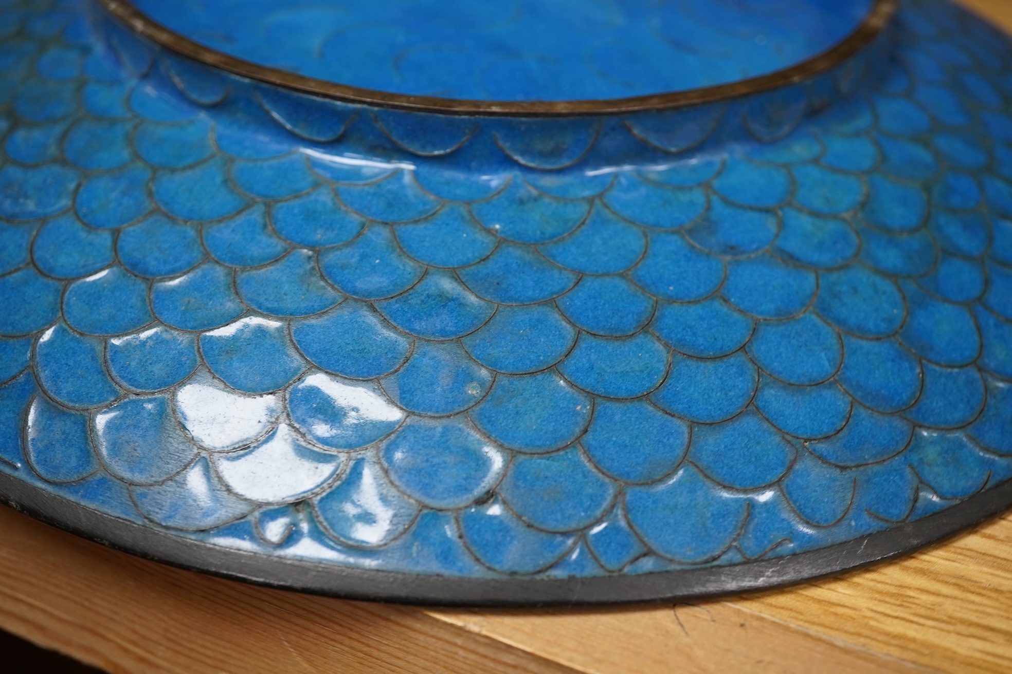 A Japanese cloisonné enamel dish, 30cm